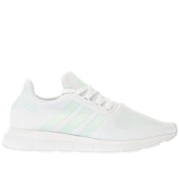 ADIDAS WHITE & GREEN SWIFT RUN TRAINERS ADIDAS WHITE & GREEN SWIFT RUN TRAINERS