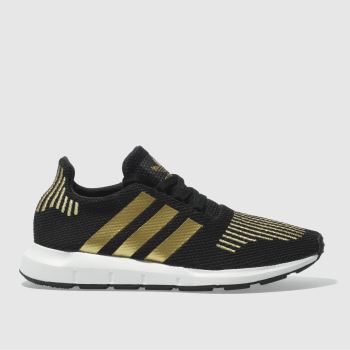 ADIDAS BLACK & GOLD SWIFT RUN TRAINERS ADIDAS BLACK & GOLD SWIFT RUN TRAINERS