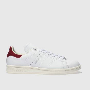 ADIDAS WHITE & BURGUNDY STAN SMITH TRAINERS ADIDAS WHITE & BURGUNDY STAN SMITH TRAINERS