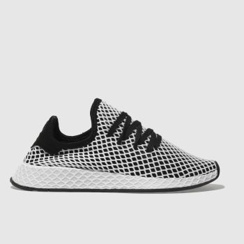 ADIDAS BLACK & WHITE DEERUPT RUNNER TRAINERS ADIDAS BLACK & WHITE DEERUPT RUNNER TRAINERS