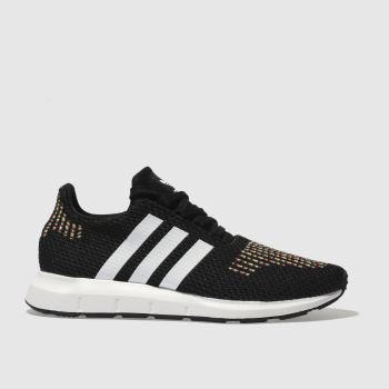 ADIDAS BLACK & WHITE SWIFT RUN TRAINERS ADIDAS BLACK & WHITE SWIFT RUN TRAINERS