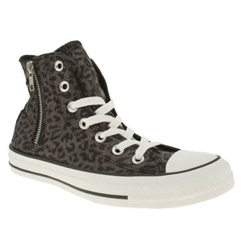 womens converse black & silver allstar side zip leopard hi trainers womens converse black & silver allstar side zip leopard hi trainers