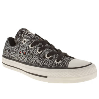 womens converse black & white all star ox v skull print trainers womens converse black & white all star ox v skull print trainers