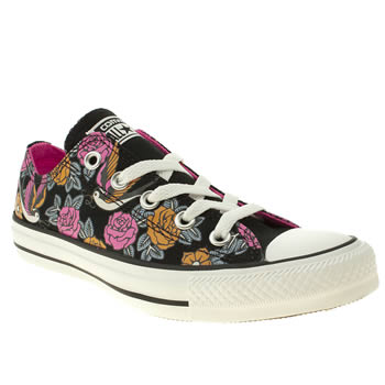 womens converse black & orange all star ox v tattoo print trainers womens converse black & orange all star ox v tattoo print trainers