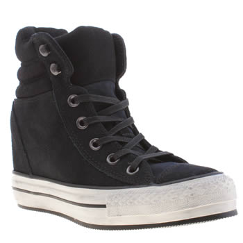 womens converse black & white platform plus collar hi trainers womens converse black & white platform plus collar hi trainers