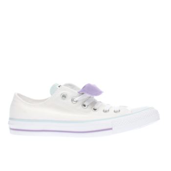 CONVERSE WHITE & PURPLE ALL STAR DOUBLE TONGUE OX TRAINERS CONVERSE WHITE & PURPLE ALL STAR DOUBLE TONGUE OX TRAINERS