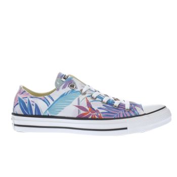 CONVERSE WHITE & LILAC ALL STAR TROPICAL PRINT OX TRAINERS CONVERSE WHITE & LILAC ALL STAR TROPICAL PRINT OX TRAINERS