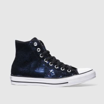 CONVERSE NAVY & WHITE ALL STAR SEQUIN HI TRAINERS CONVERSE NAVY & WHITE ALL STAR SEQUIN HI TRAINERS