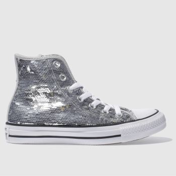 CONVERSE SILVER ALL STAR SEQUIN HI TRAINERS CONVERSE SILVER ALL STAR SEQUIN HI TRAINERS