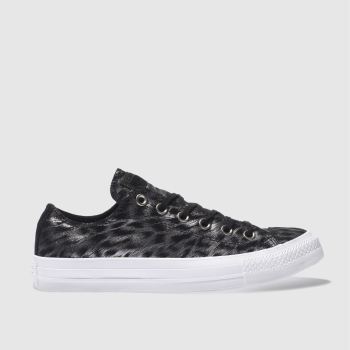 CONVERSE BLACK & SILVER ALL STAR FOIL SUEDE OX TRAINERS CONVERSE BLACK & SILVER ALL STAR FOIL SUEDE OX TRAINERS