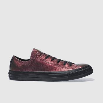 CONVERSE PINK & BLACK ALL STAR LEATHER OX TRAINERS CONVERSE PINK & BLACK ALL STAR LEATHER OX TRAINERS