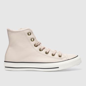CONVERSE PALE PINK LEATHER FAUX FUR LINED HI TRAINERS CONVERSE PALE PINK LEATHER FAUX FUR LINED HI TRAINERS