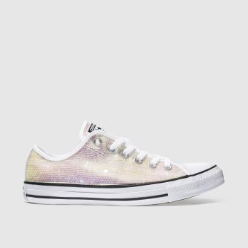 CONVERSE WHITE & PINK ALL STAR SEQUIN OX TRAINERS CONVERSE WHITE & PINK ALL STAR SEQUIN OX TRAINERS