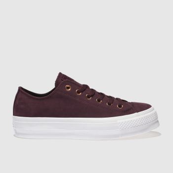 CONVERSE BURGUNDY OX LIFT PLATFORM NUBUCK TRAINERS CONVERSE BURGUNDY OX LIFT PLATFORM NUBUCK TRAINERS