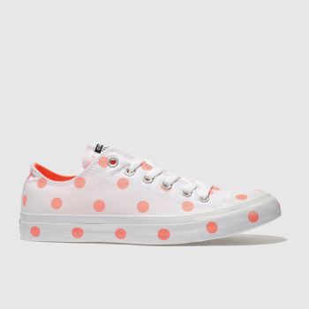 CONVERSE WHITE & ORANGE ALL STAR POLKA DOT OX TRAINERS CONVERSE WHITE & ORANGE ALL STAR POLKA DOT OX TRAINERS