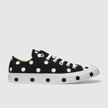 CONVERSE BLACK & WHITE ALL STAR POLKA DOT OX TRAINERS CONVERSE BLACK & WHITE ALL STAR POLKA DOT OX TRAINERS