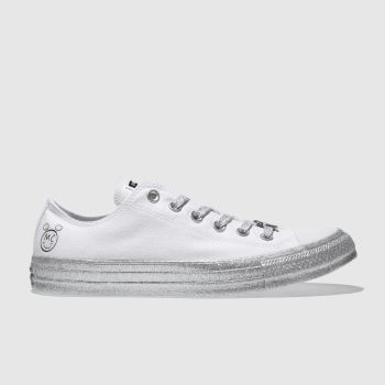 CONVERSE WHITE & SILVER ALL STAR MILEY CYRUS OX TRAINERS CONVERSE WHITE & SILVER ALL STAR MILEY CYRUS OX TRAINERS