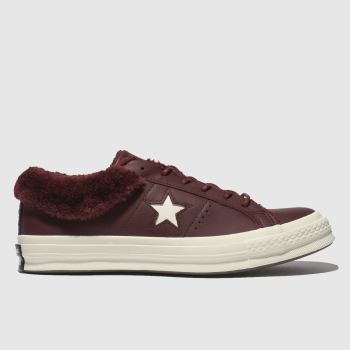 CONVERSE BURGUNDY ONE STAR SHEARLING TRAINERS CONVERSE BURGUNDY ONE STAR SHEARLING TRAINERS