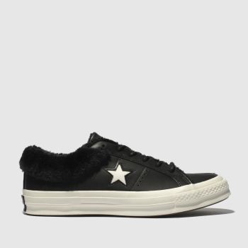 CONVERSE BLACK & WHITE ONE STAR SHEARLING TRAINERS CONVERSE BLACK & WHITE ONE STAR SHEARLING TRAINERS