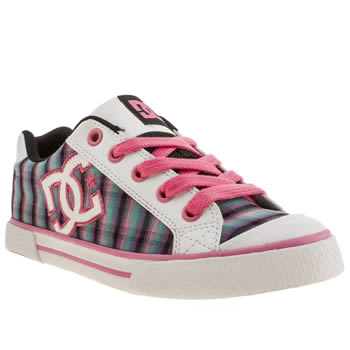 womens dc shoes white & pink chelsea plaid trainers womens dc shoes white & pink chelsea plaid trainers