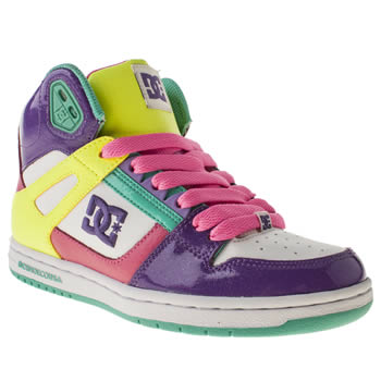 womens dc shoes white & purple rebound hi trainers womens dc shoes white & purple rebound hi trainers