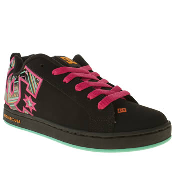 womens dc shoes black & pink court graffik se trainers womens dc shoes black & pink court graffik se trainers