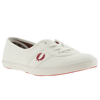 womens fred perry white & red aubrey ii trainers womens fred perry white & red aubrey ii trainers