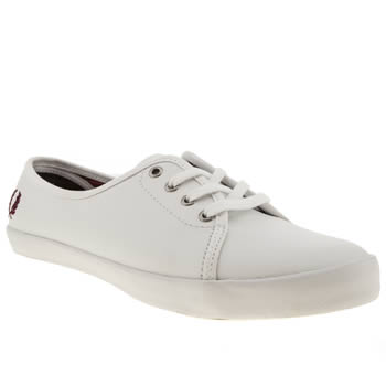 womens fred perry white & burgundy bell twill trainers womens fred perry white & burgundy bell twill trainers