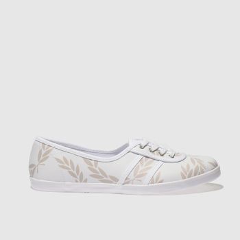 FRED PERRY WHITE & PINK AUBREY PRINTED LEATHER TRAINERS FRED PERRY WHITE & PINK AUBREY PRINTED LEATHER TRAINERS