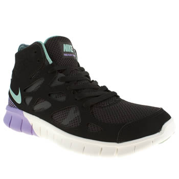 womens nike black & purple free run v2 mid trainers womens nike black & purple free run v2 mid trainers