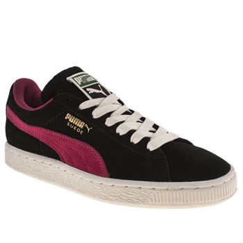 womens puma black & pink suede classic trainers womens puma black & pink suede classic trainers