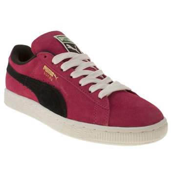 womens puma pink & black suede classic iv trainers womens puma pink & black suede classic iv trainers