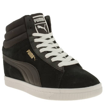 womens puma black & white classic wedge trainers womens puma black & white classic wedge trainers