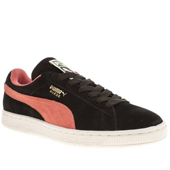 womens puma black & pink suede classic trainers womens puma black & pink suede classic trainers
