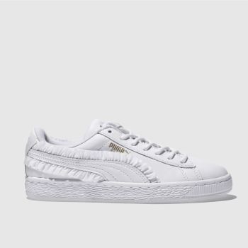 PUMA WHITE BASKET CLASSIC FRILL TRAINERS PUMA WHITE BASKET CLASSIC FRILL TRAINERS