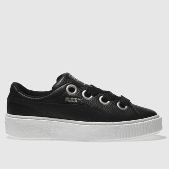 PUMA BLACK PLATFORM KISS LEATHER TRAINERS PUMA BLACK PLATFORM KISS LEATHER TRAINERS