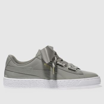 PUMA GREY BASKET HEART PATENT TRAINERS PUMA GREY BASKET HEART PATENT TRAINERS