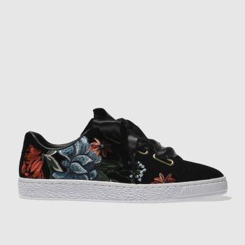 PUMA BLACK BASKET HEART HYPER EMBROIDERY TRAINERS PUMA BLACK BASKET HEART HYPER EMBROIDERY TRAINERS