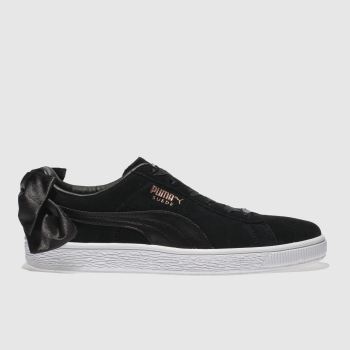 PUMA BLACK BASKET SUEDE BOW TRAINERS PUMA BLACK BASKET SUEDE BOW TRAINERS