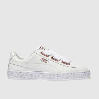 PUMA WHITE BASKET HEART LEATHER TRAINERS PUMA WHITE BASKET HEART LEATHER TRAINERS