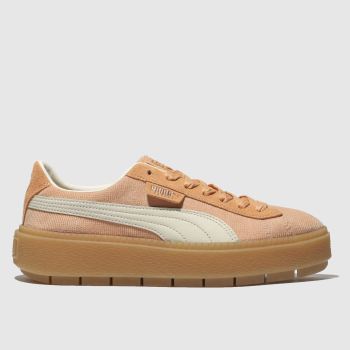 PUMA PALE PINK PLATFORM TRACE CORDUROY TRAINERS PUMA PALE PINK PLATFORM TRACE CORDUROY TRAINERS