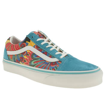 womens vans white & blue old skool trainers womens vans white & blue old skool trainers