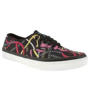 womens vans black & white authentic slim scarf trainers womens vans black & white authentic slim scarf trainers