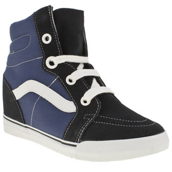 womens vans navy & white sk8-hi wedge trainers womens vans navy & white sk8-hi wedge trainers