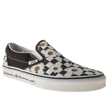 womens vans black & white classic slip on iii love trainers womens vans black & white classic slip on iii love trainers