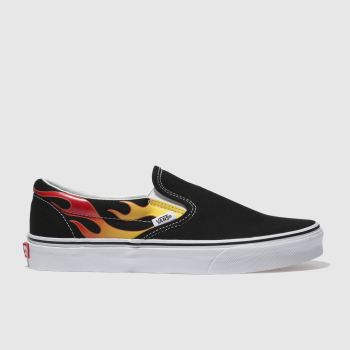 VANS BLACK & RED CLASSIC SLIP-ON FLAME TRAINERS VANS BLACK & RED CLASSIC SLIP-ON FLAME TRAINERS