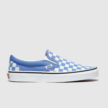 vans white & blue classic slip-on checkerboard trainers vans white & blue classic slip-on checkerboard trainers