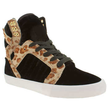 womens supra black & brown skytop ii cheetah trainers womens supra black & brown skytop ii cheetah trainers