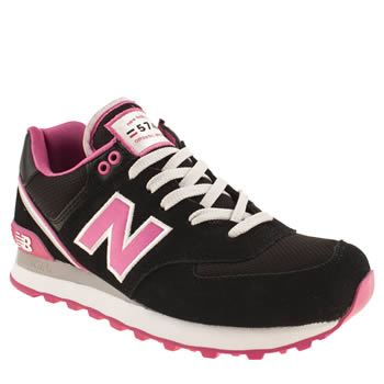 womens new balance black & pink 574 stadium jacket trainers womens new balance black & pink 574 stadium jacket trainers