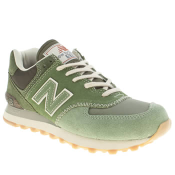womens new balance green 574 suede & mesh trainers womens new balance green 574 suede & mesh trainers